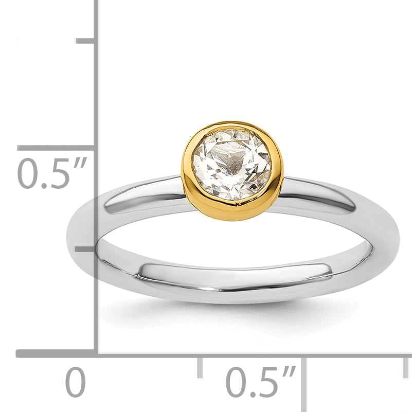 Sterling Silver Stackable Expressions w/Gold-plated White Topaz Ring