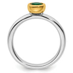 Sterling Silver Stackable Expressions w/Gold-plate Cr. Emerald Ring