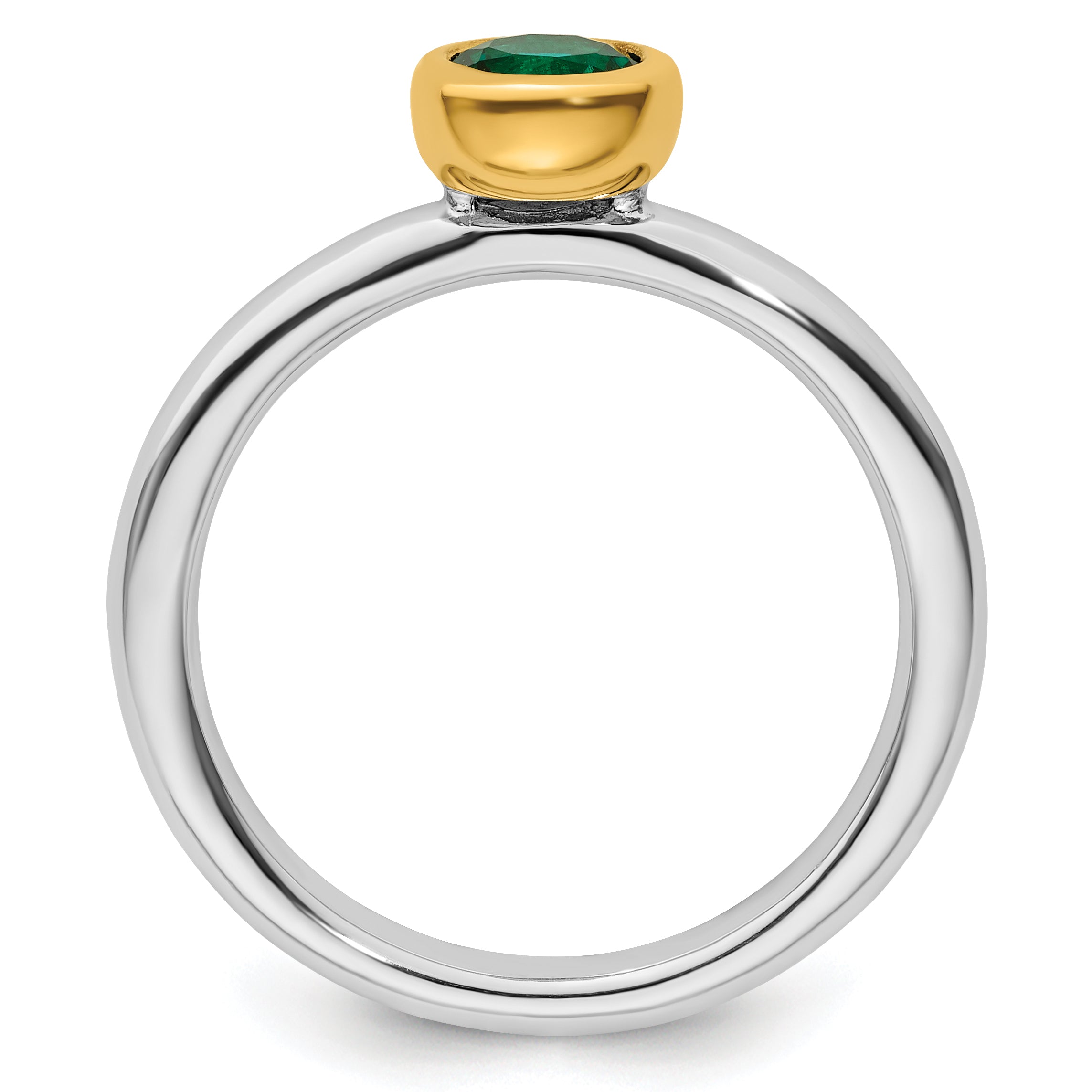 Sterling Silver Stackable Expressions w/Gold-plate Cr. Emerald Ring