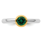 Sterling Silver Stackable Expressions w/Gold-plate Cr. Emerald Ring