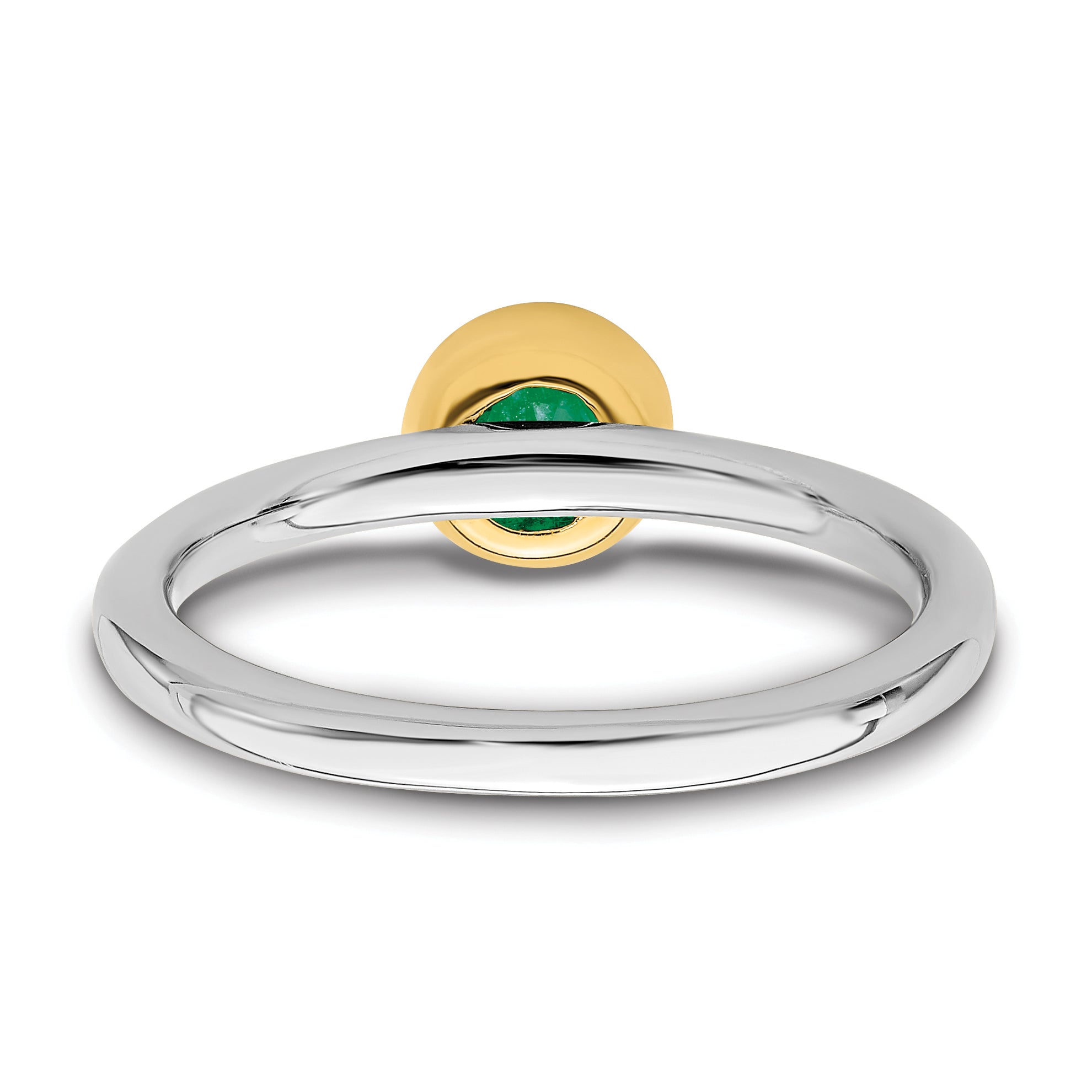 Sterling Silver Stackable Expressions w/Gold-plate Cr. Emerald Ring