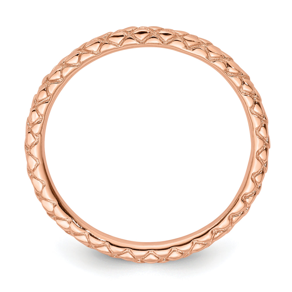 Sterling Silver Stackable Expressions Pink-plated Criss-cross Ring