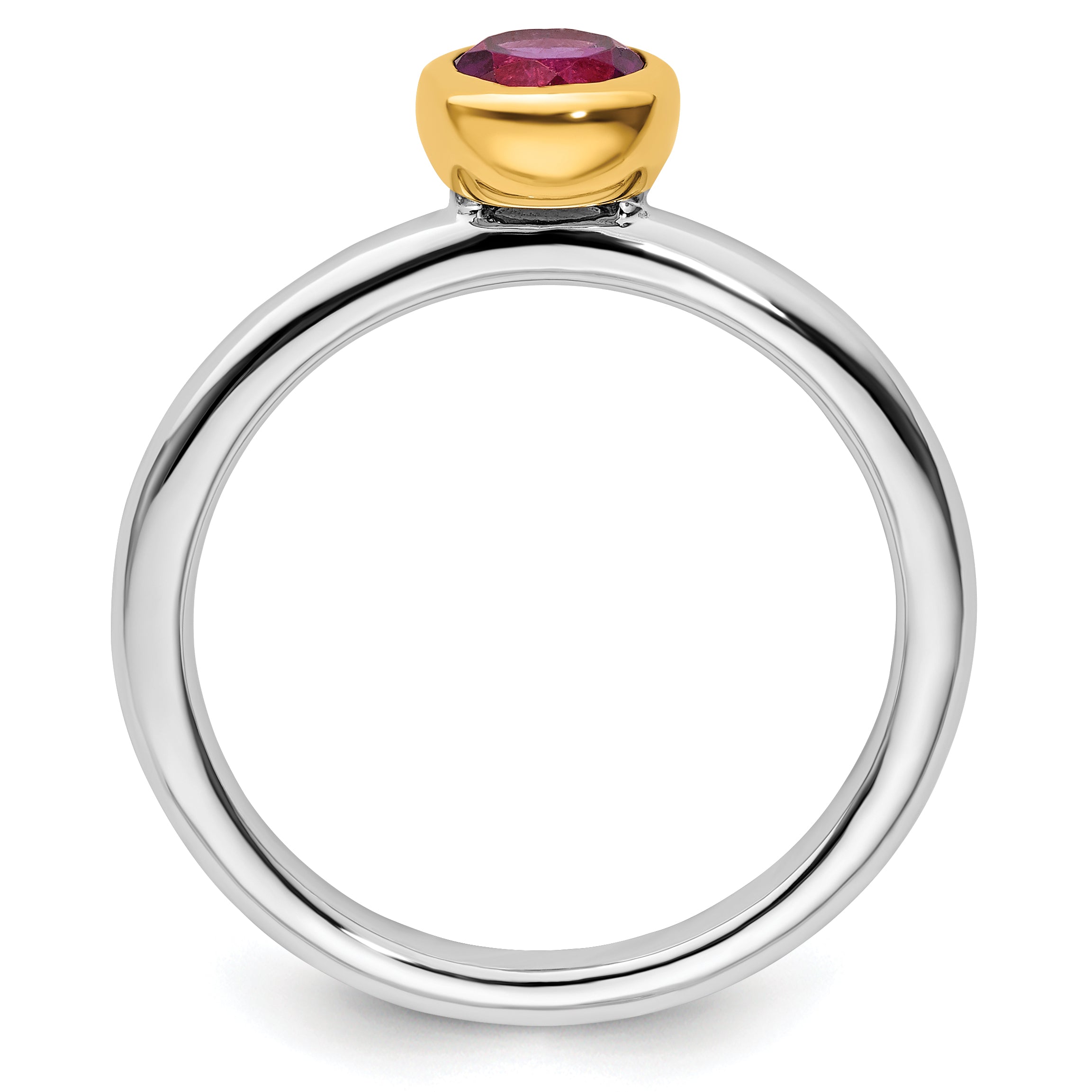 Sterling Silver Stackable Expressions w/Gold-plated Rhod. Garnet Ring Secondary image
