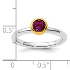 Sterling Silver Stackable Expressions w/Gold-plated Rhod. Garnet Ring