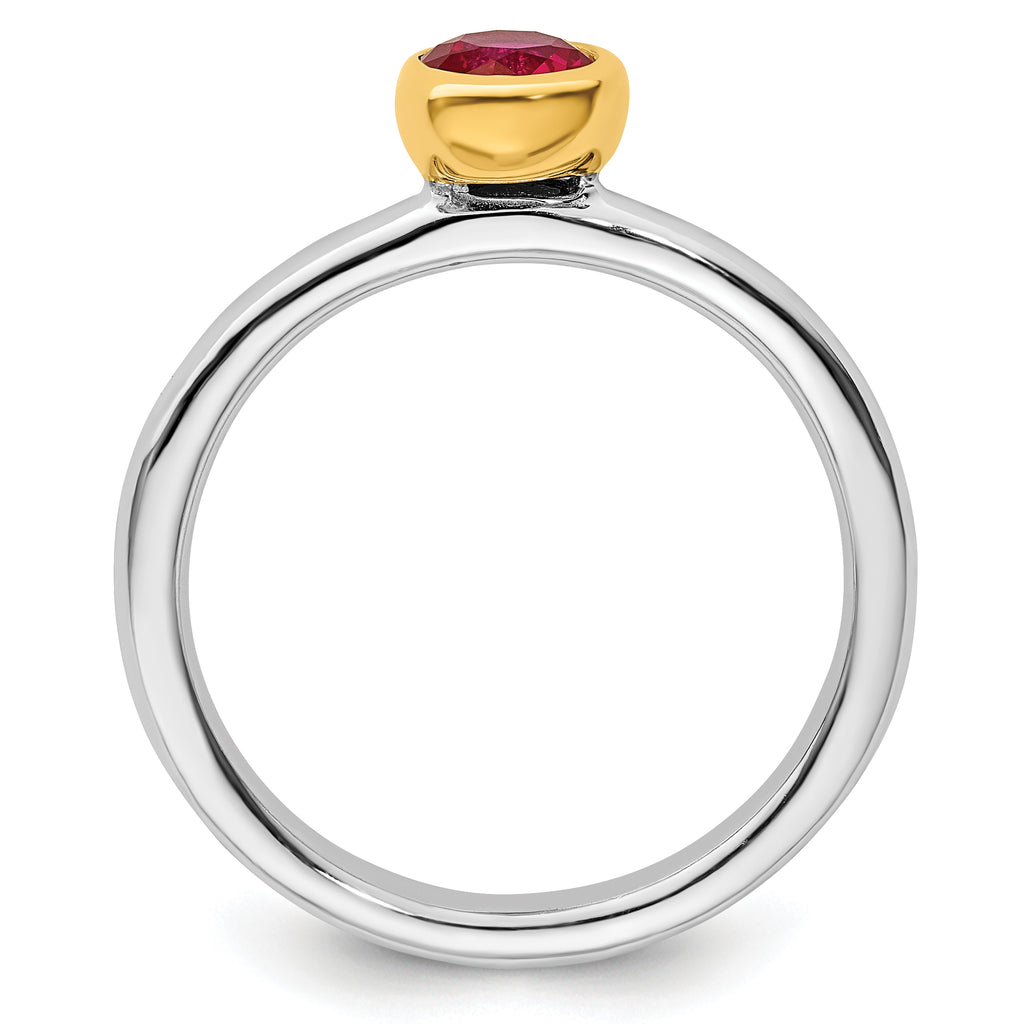Sterling Silver Stackable Expressions w/Gold-plate Cr. Ruby Ring