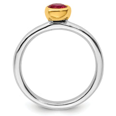 Sterling Silver Stackable Expressions w/Gold-plate Cr. Ruby Ring