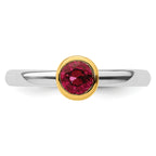 Sterling Silver Stackable Expressions w/Gold-plate Cr. Ruby Ring