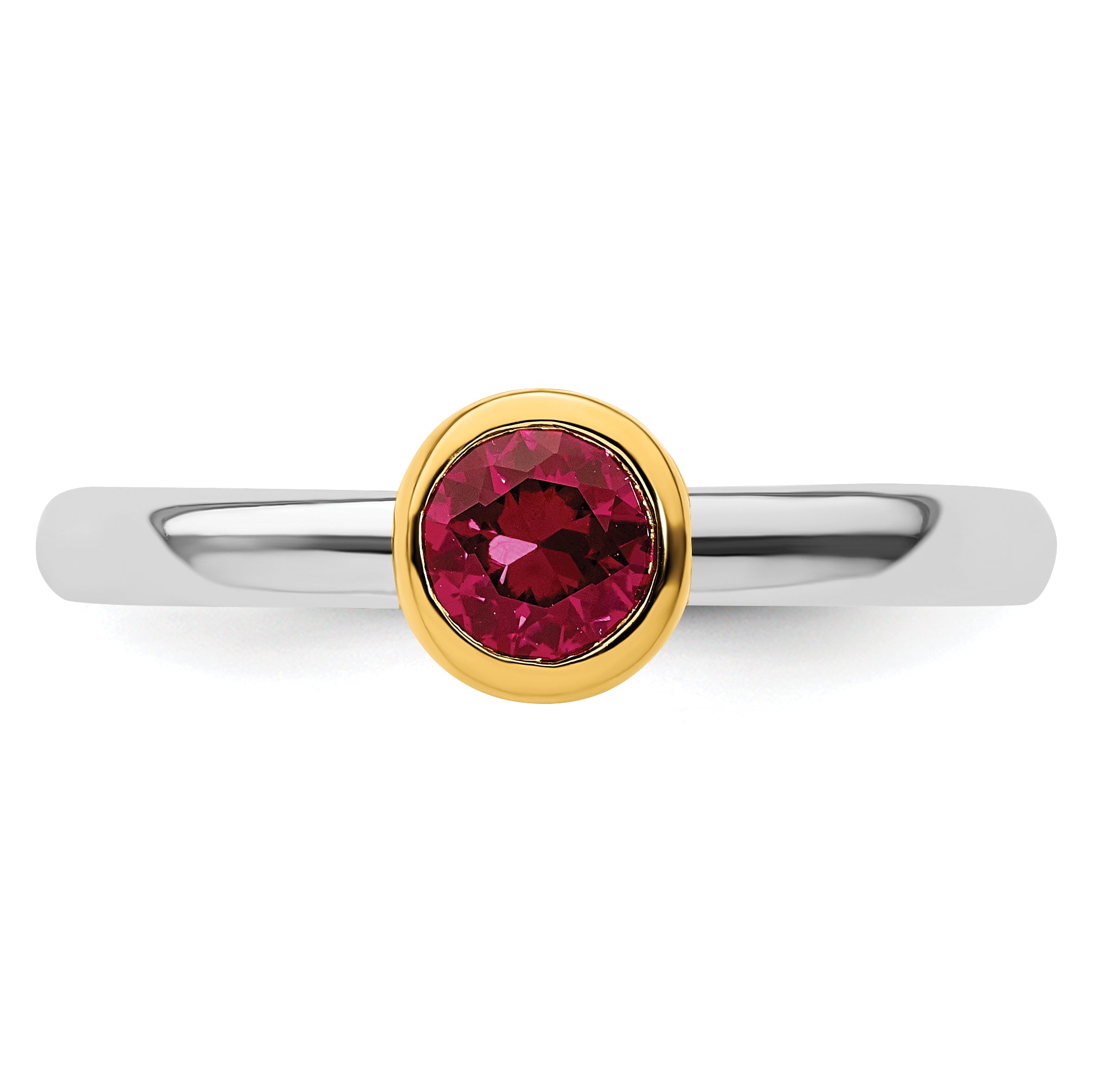 Sterling Silver Stackable Expressions w/Gold-plate Cr. Ruby Ring