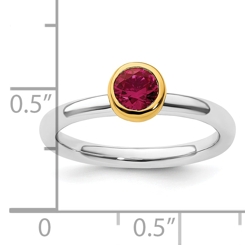 Sterling Silver Stackable Expressions w/Gold-plate Cr. Ruby Ring