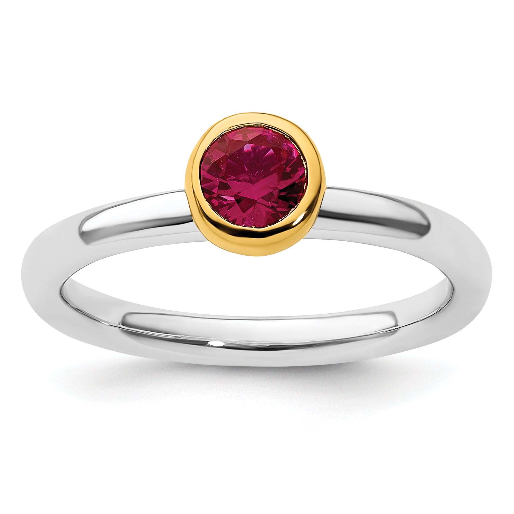 Sterling Silver Stackable Expressions w/Gold-plate Cr. Ruby Ring