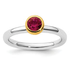 Sterling Silver Stackable Expressions w/Gold-plate Cr. Ruby Ring