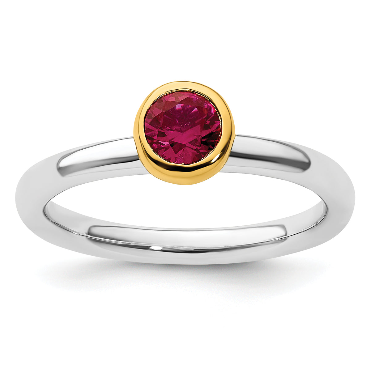 Sterling Silver Stackable Expressions w/Gold-plate Cr. Ruby Ring