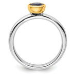Sterling Silver Stackable Expressions w/Gold-plated Cr. Sapphire Ring