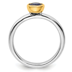 Sterling Silver Stackable Expressions w/Gold-plated Cr. Sapphire Ring