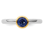 Sterling Silver Stackable Expressions w/Gold-plated Cr. Sapphire Ring