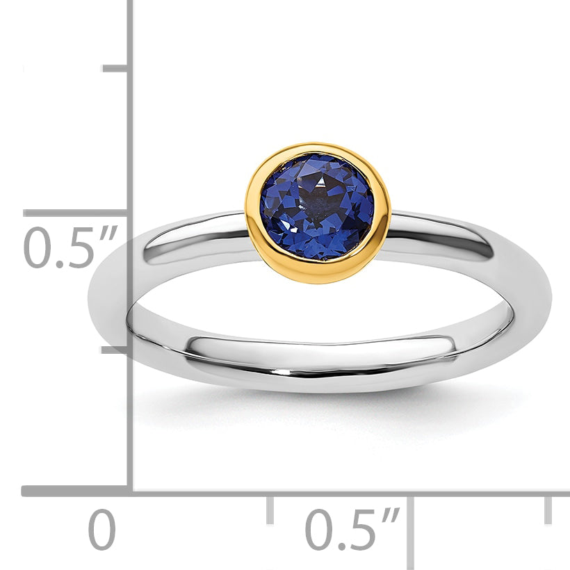 Sterling Silver Stackable Expressions w/Gold-plated Cr. Sapphire Ring