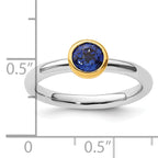 Sterling Silver Stackable Expressions w/Gold-plated Cr. Sapphire Ring