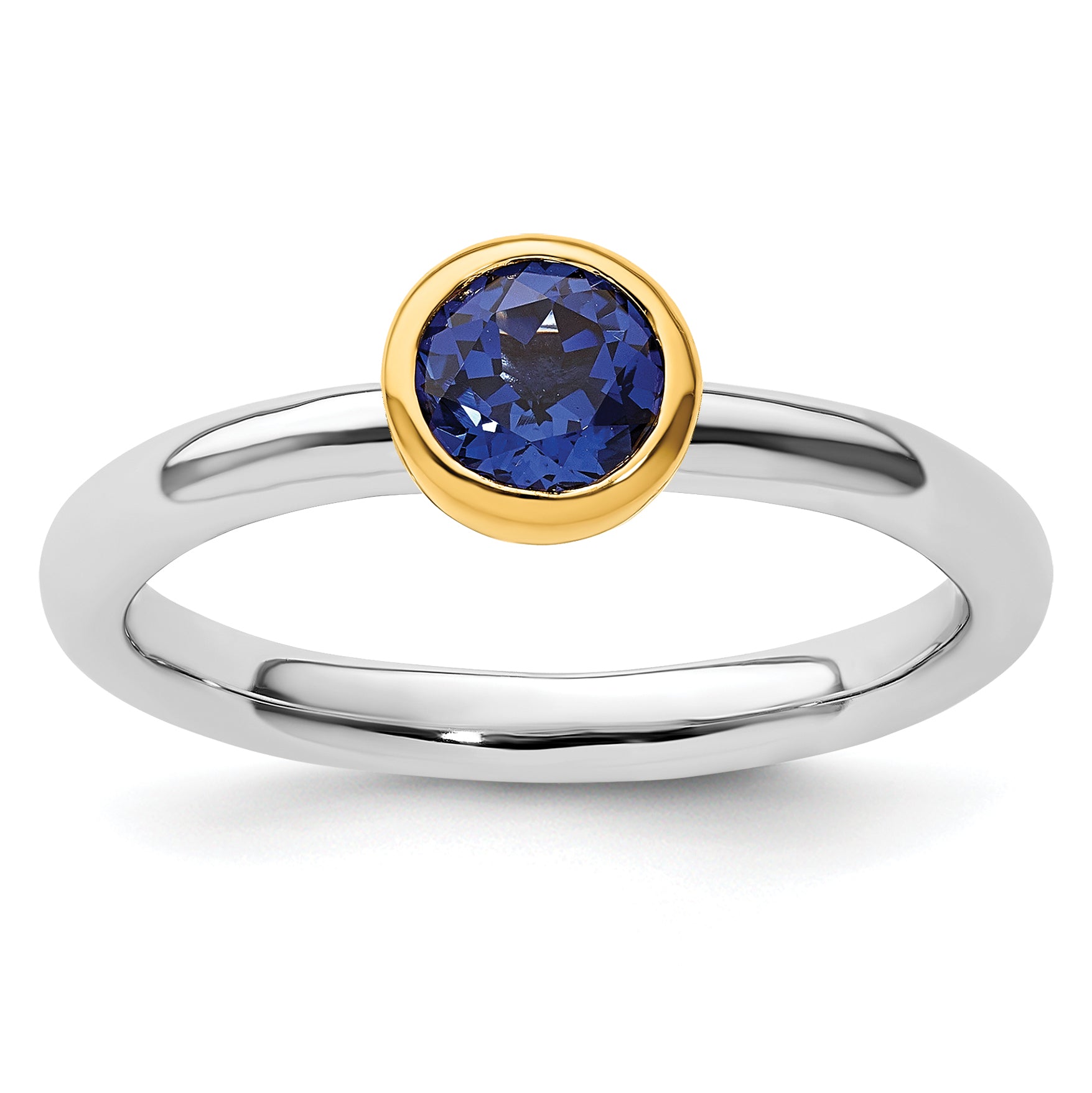 Sterling Silver Stackable Expressions w/Gold-plated Cr. Sapphire Ring Main image