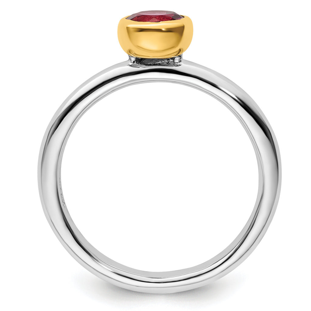 Sterling Silver Stackable Expressions w/Gold-plate P. Tourmaline Ring