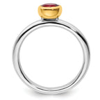 Sterling Silver Stackable Expressions w/Gold-plate P. Tourmaline Ring