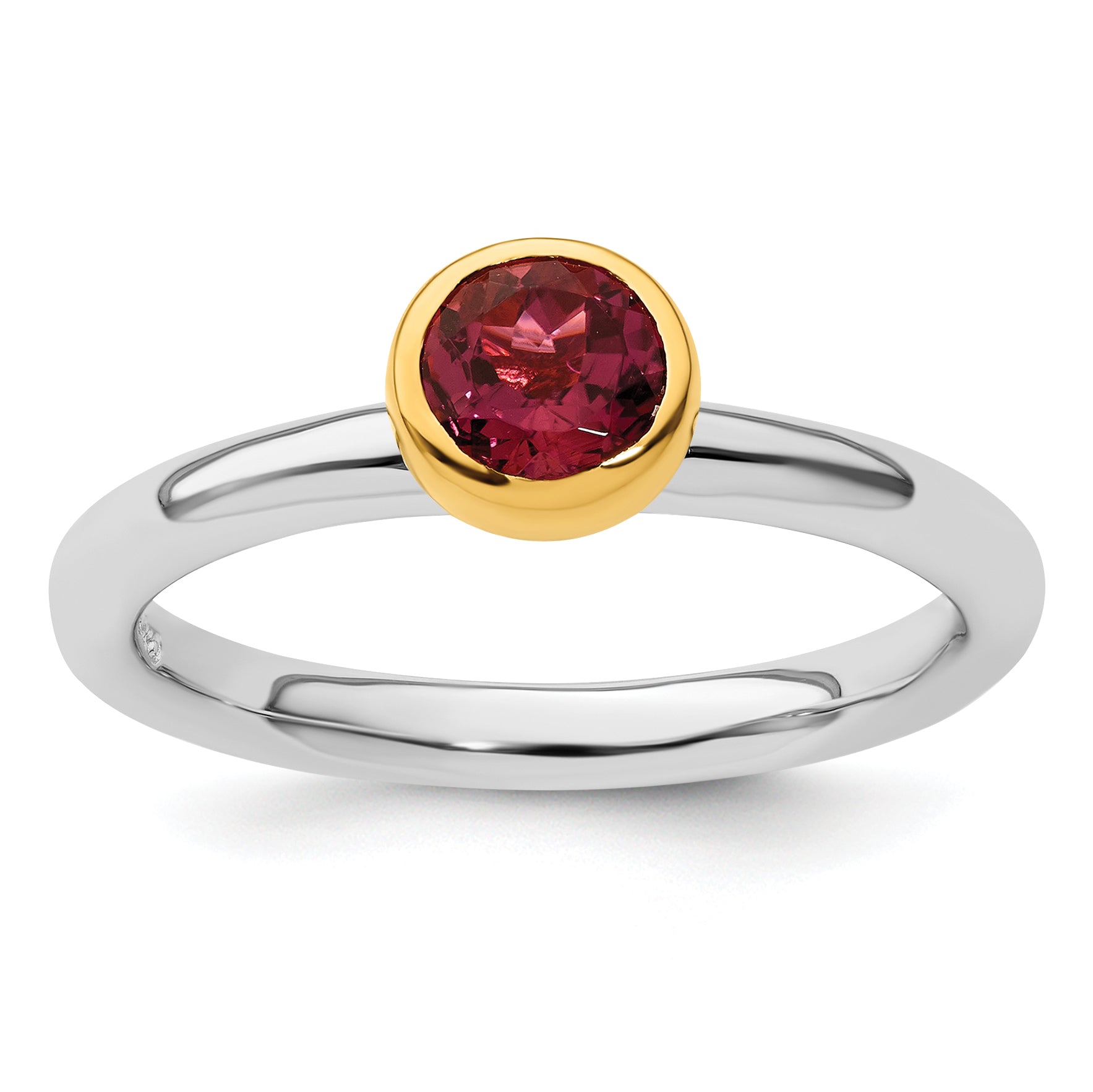 Sterling Silver Stackable Expressions w/Gold-plate P. Tourmaline Ring Main image