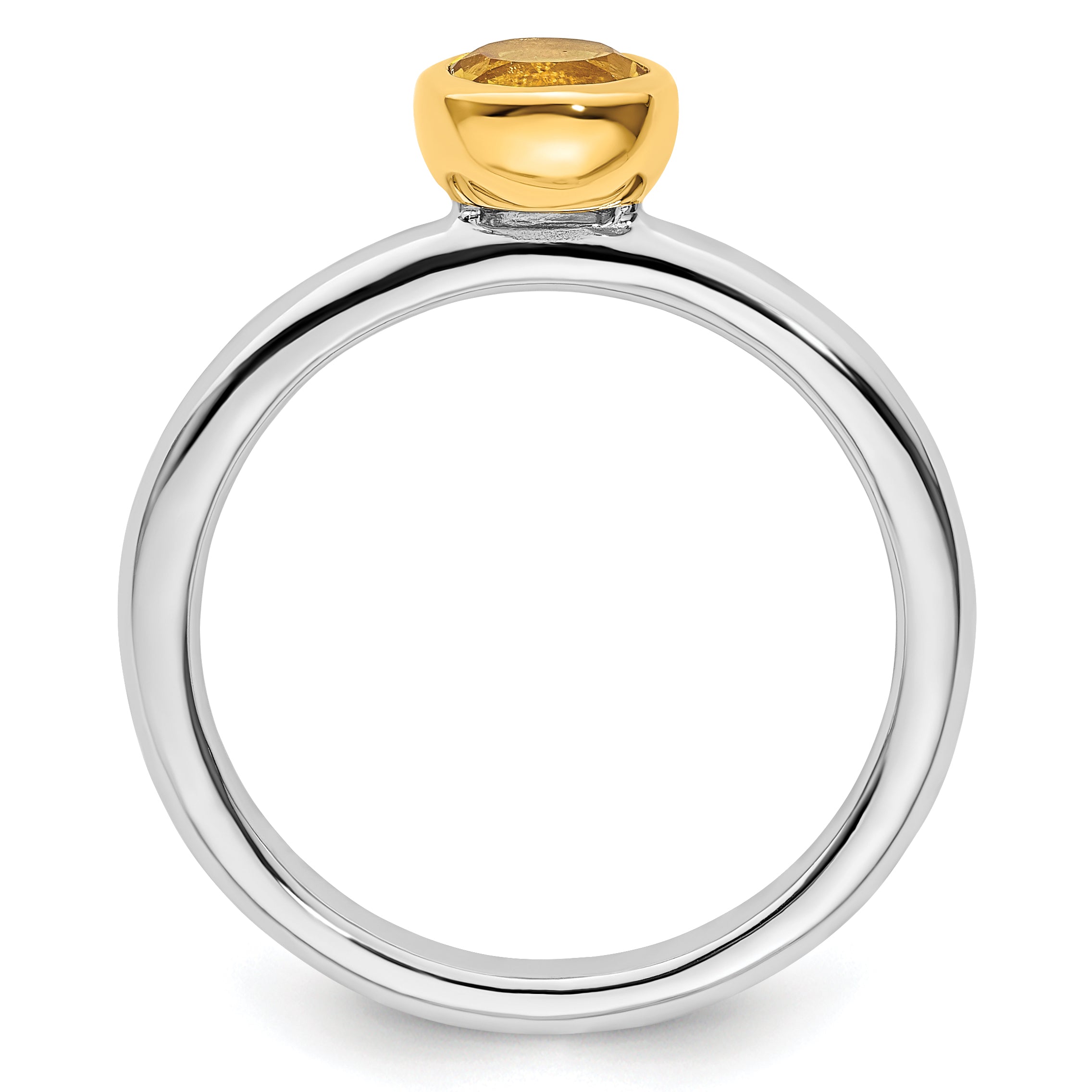 Sterling Silver Stackable Expressions w/Gold-plate Citrine Ring Secondary image