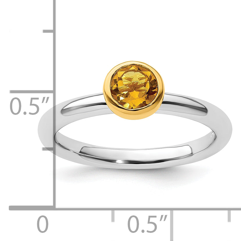 Sterling Silver Stackable Expressions w/Gold-plate Citrine Ring