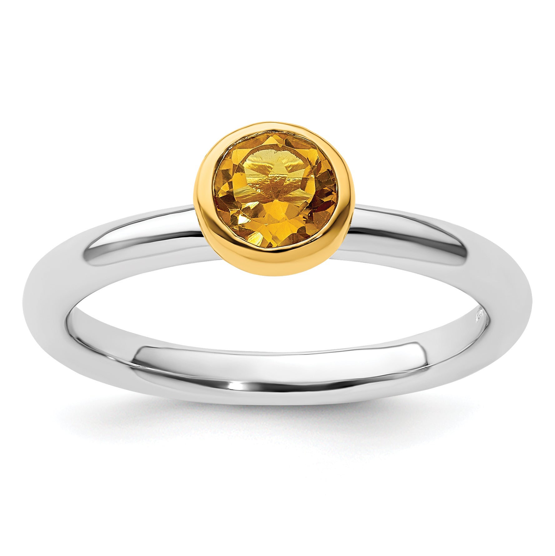 Sterling Silver Stackable Expressions w/Gold-plate Citrine Ring Main image