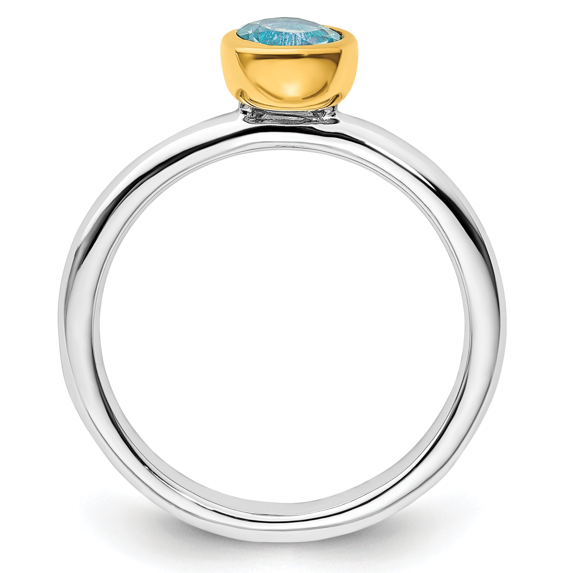 Sterling Silver Stackable Expressions w/Gold-plated Blue Topaz Ring Secondary image