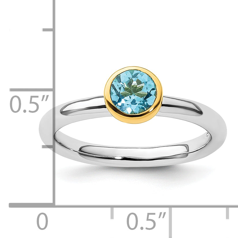 Sterling Silver Stackable Expressions w/Gold-plated Blue Topaz Ring