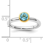 Sterling Silver Stackable Expressions w/Gold-plated Blue Topaz Ring