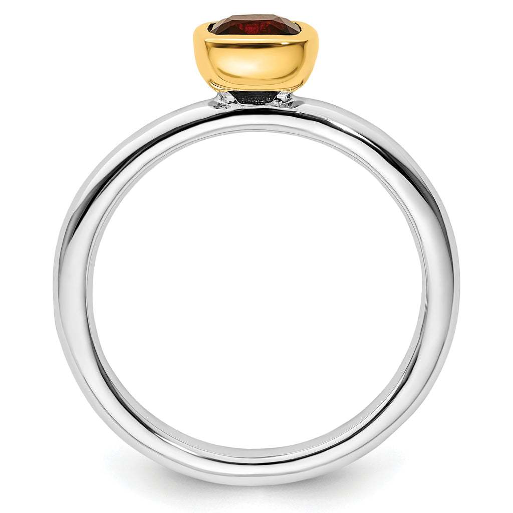 Sterling Silver Stackable Expressions w/Gold-plated Garnet Ring