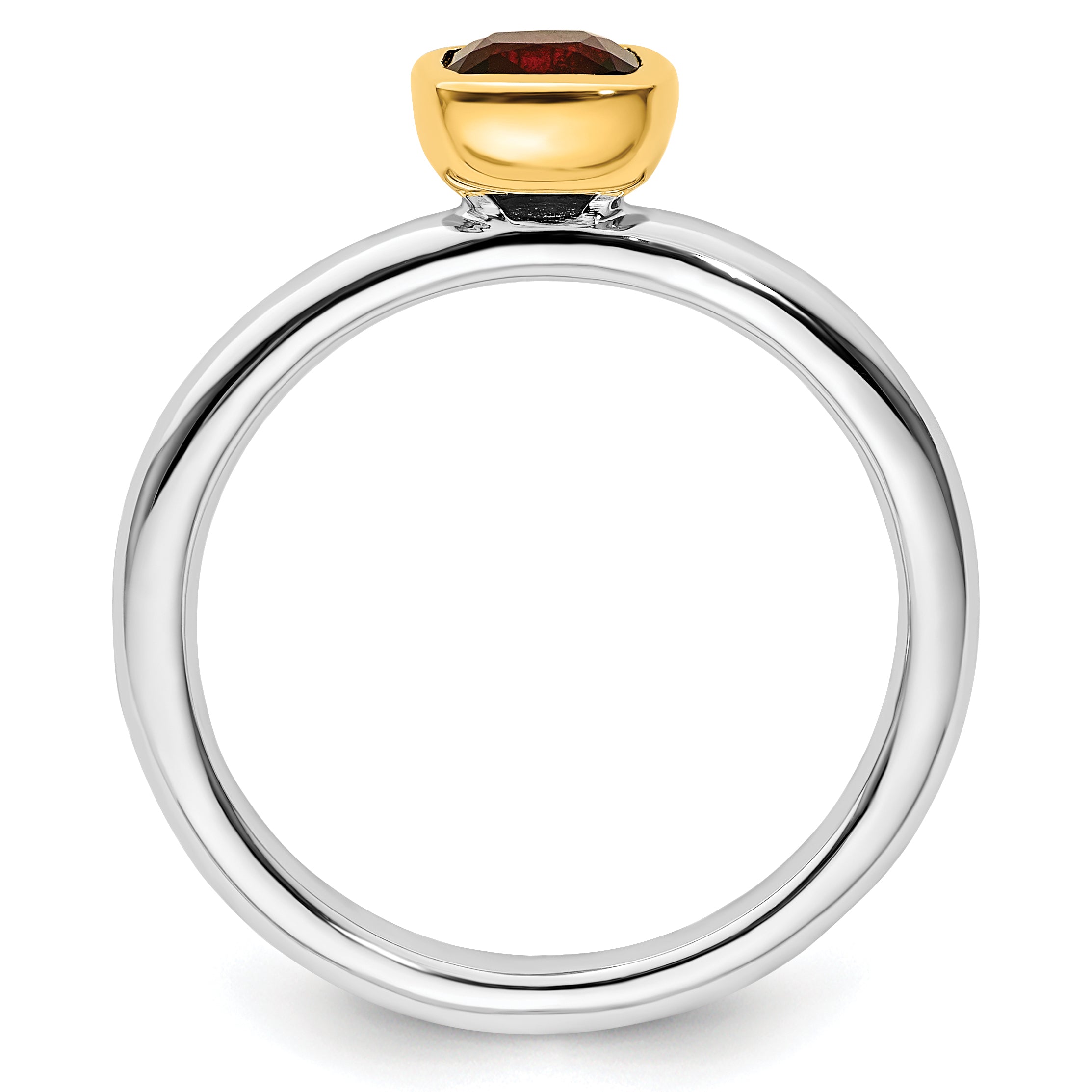 Sterling Silver Stackable Expressions w/Gold-plated Garnet Ring