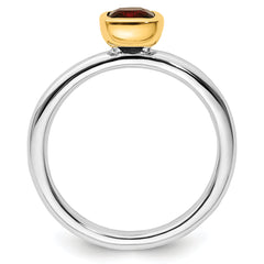 Sterling Silver Stackable Expressions w/Gold-plated Garnet Ring - Sophia Jewelers