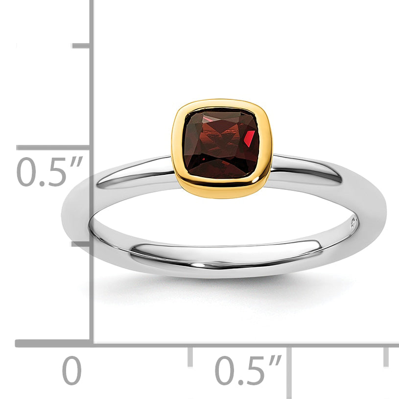 Sterling Silver Stackable Expressions w/Gold-plated Garnet Ring