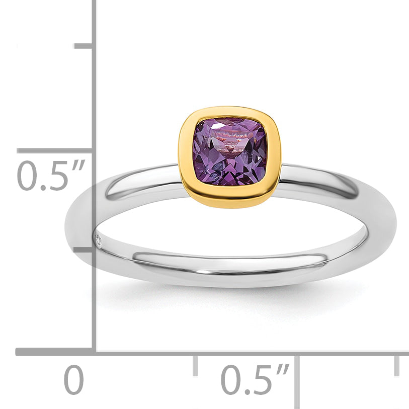Sterling Silver Stackable Expressions w/Gold-plated Amethyst Ring