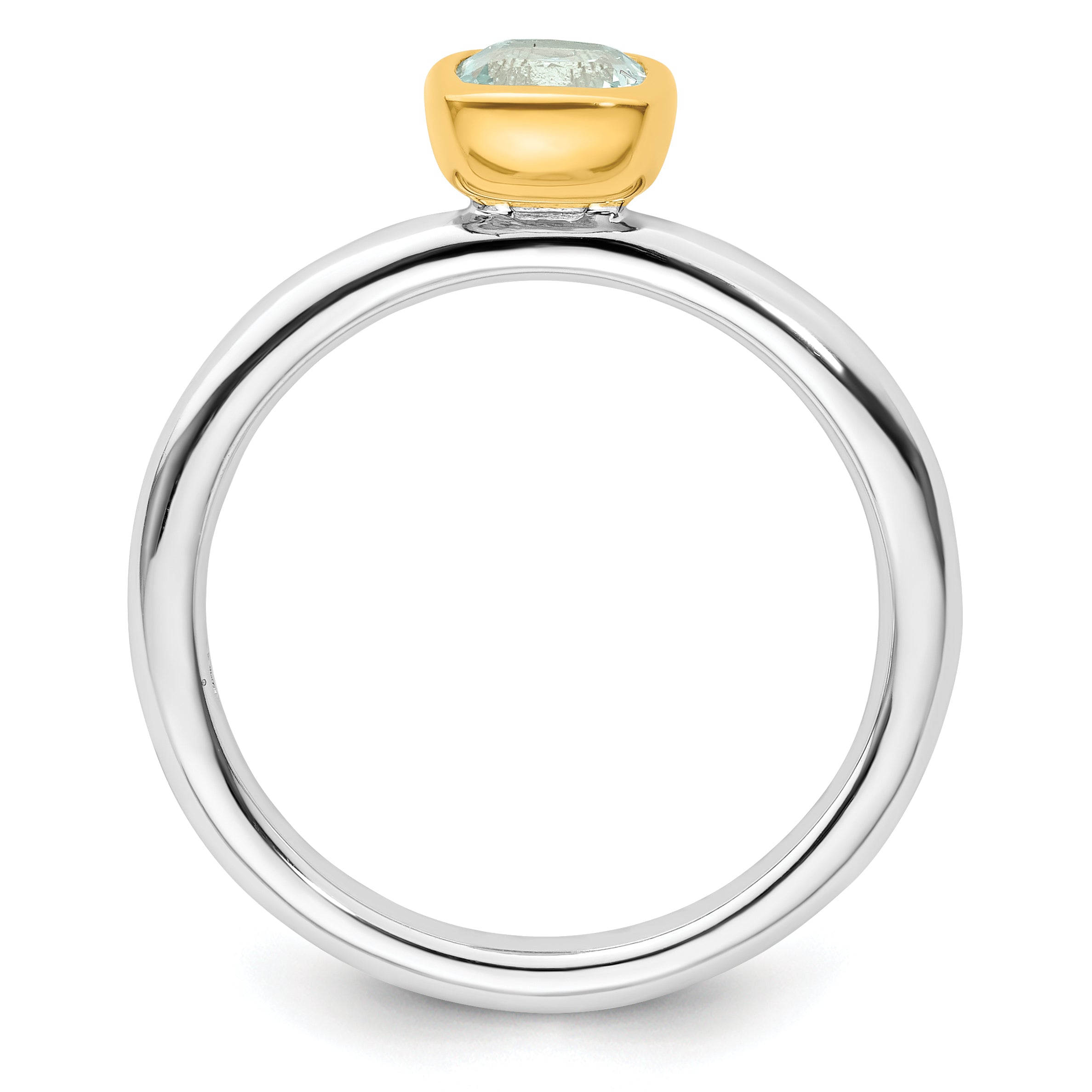 Sterling Silver Stackable Expressions w/Gold-plate Aquamarine Ring