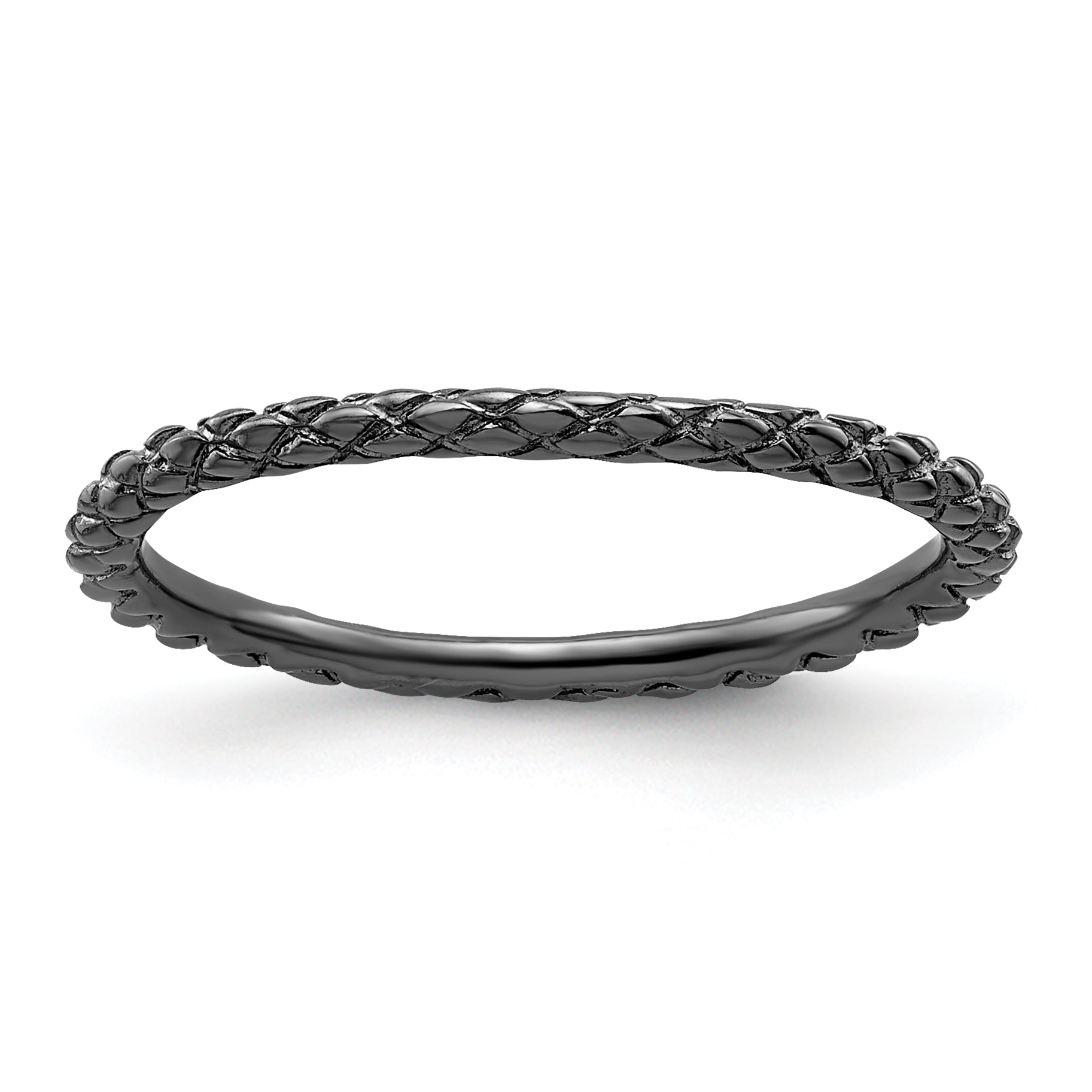 Sterling Silver Stackable Expressions Black-plated Criss-cross Ring Main image