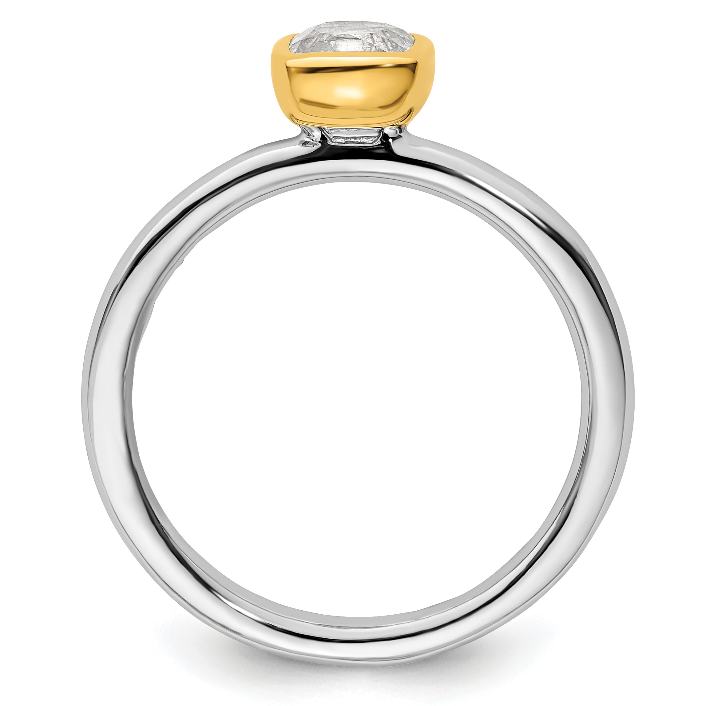 Sterling Silver Stackable Expressions w/Gold-plated White Topaz Ring