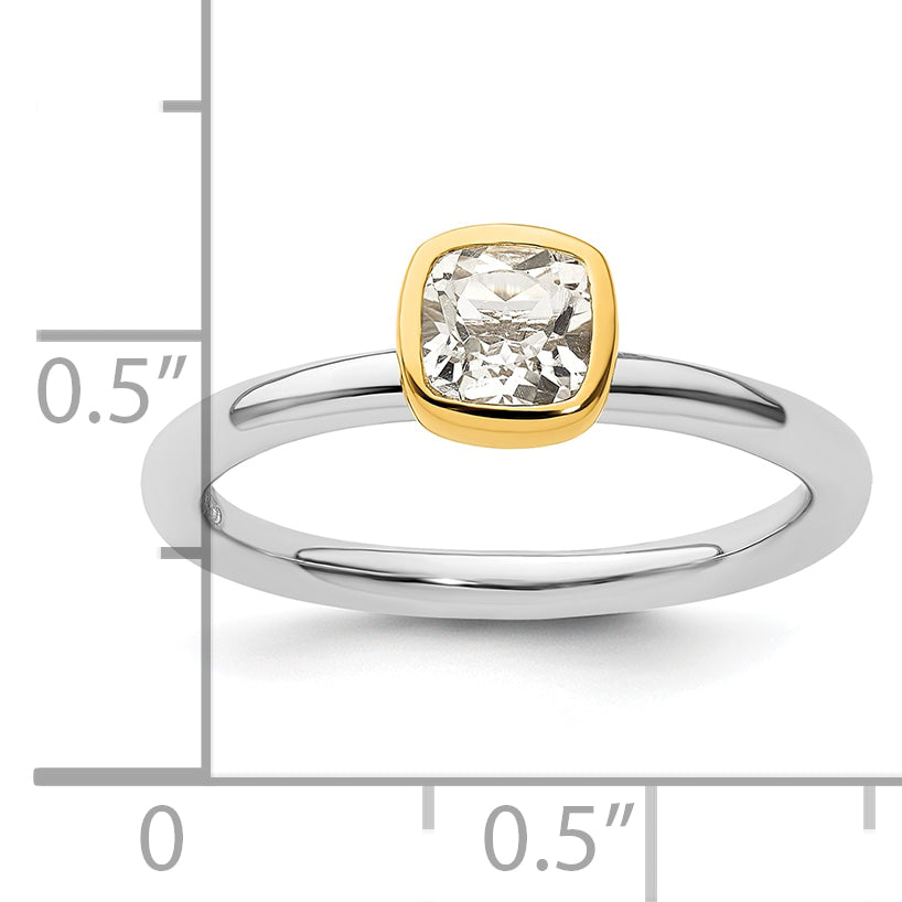 Sterling Silver Stackable Expressions w/Gold-plated White Topaz Ring