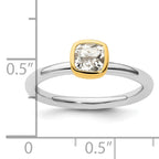 Sterling Silver Stackable Expressions w/Gold-plated White Topaz Ring