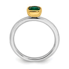 Sterling Silver Stackable Expressions w/Gold-plated Cr. Emerald Ring