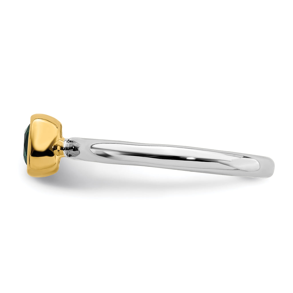 Sterling Silver Stackable Expressions w/Gold-plated Cr. Emerald Ring