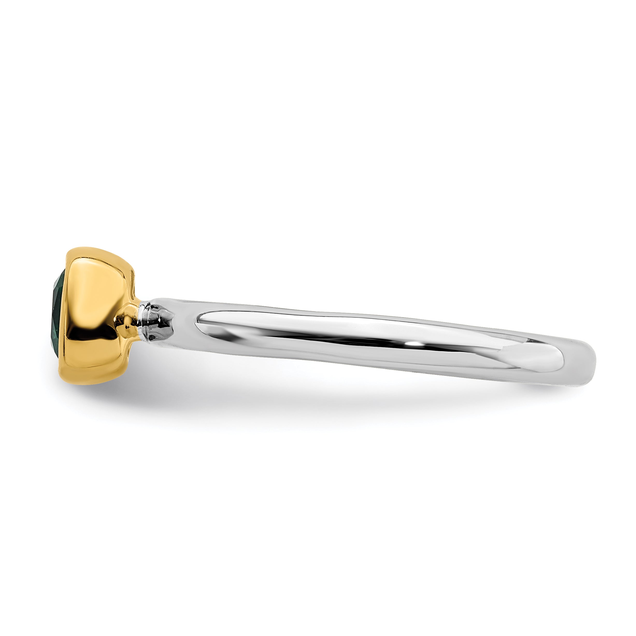 Sterling Silver Stackable Expressions w/Gold-plated Cr. Emerald Ring
