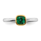 Sterling Silver Stackable Expressions w/Gold-plated Cr. Emerald Ring