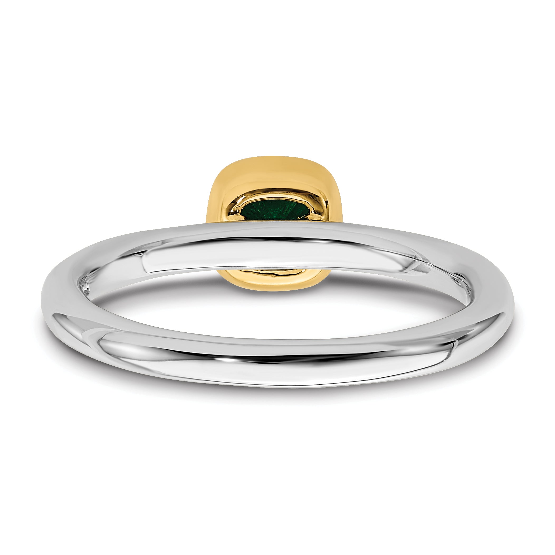 Sterling Silver Stackable Expressions w/Gold-plated Cr. Emerald Ring