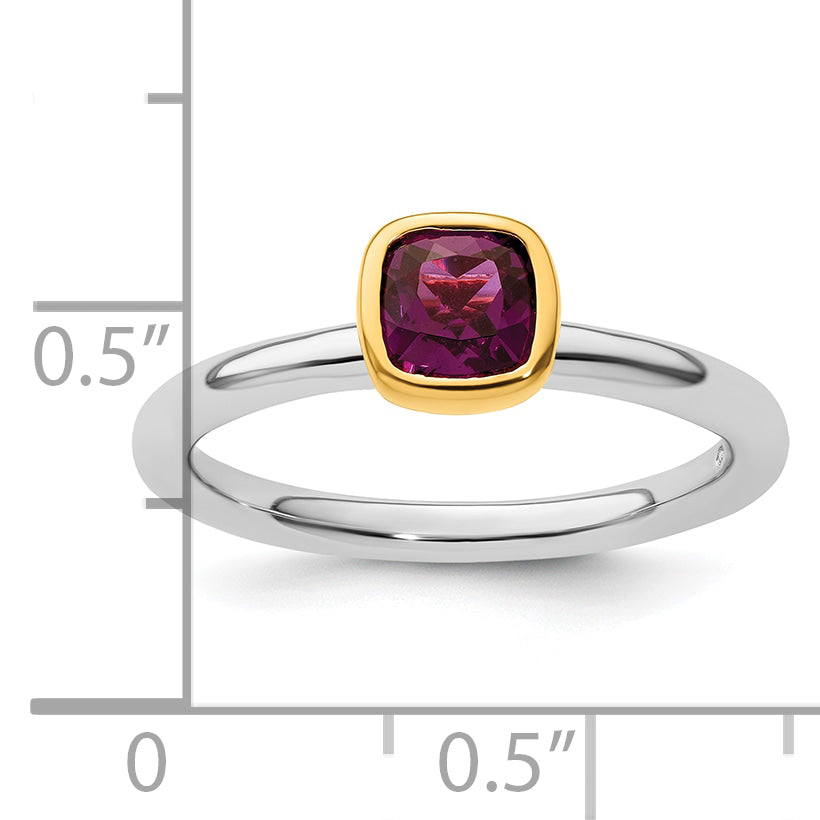 SS Stackable Expressions w/Gold-plated Rhodolite Garnet Ring