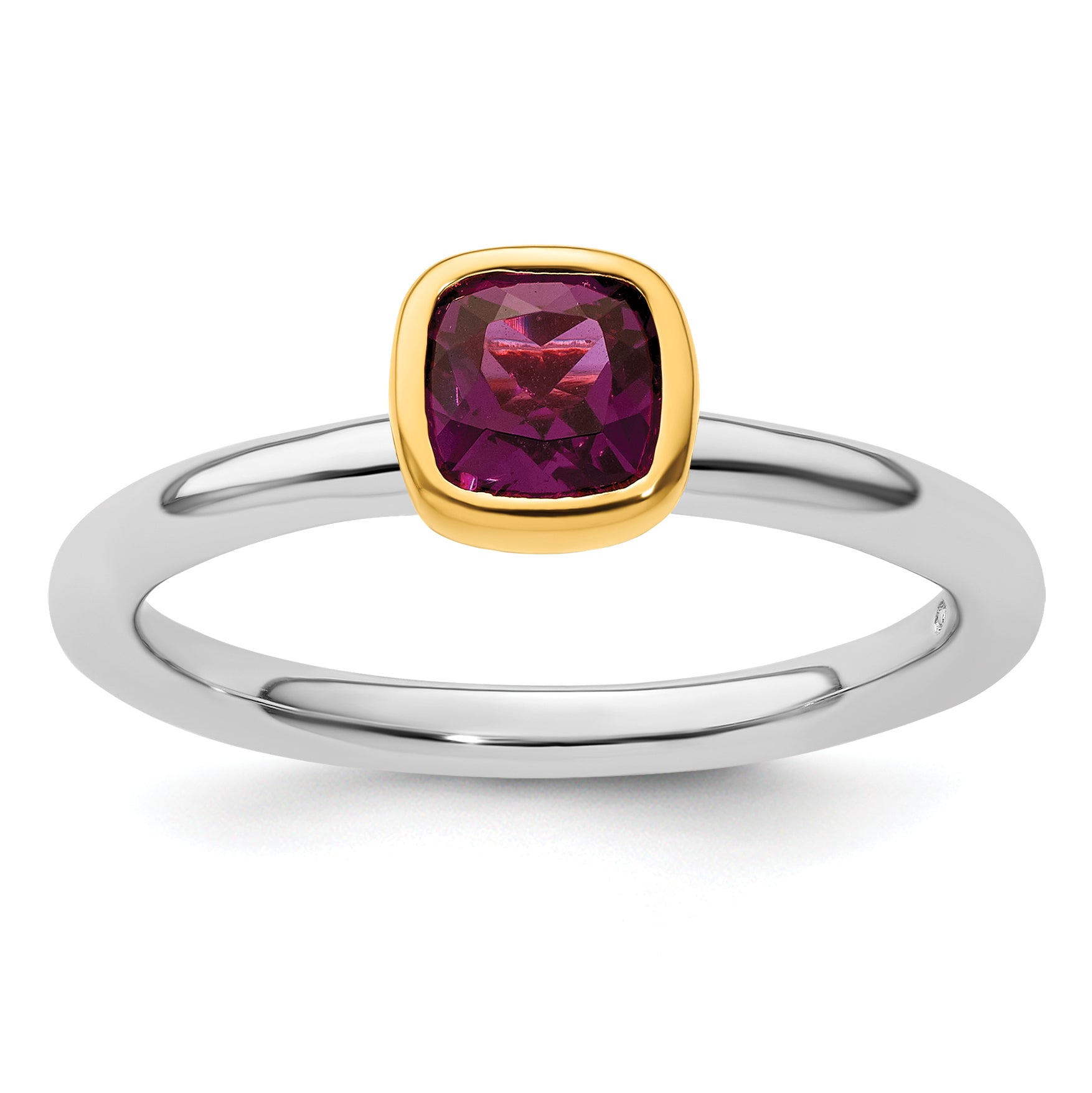 SS Stackable Expressions w/Gold-plated Rhodolite Garnet Ring Main image