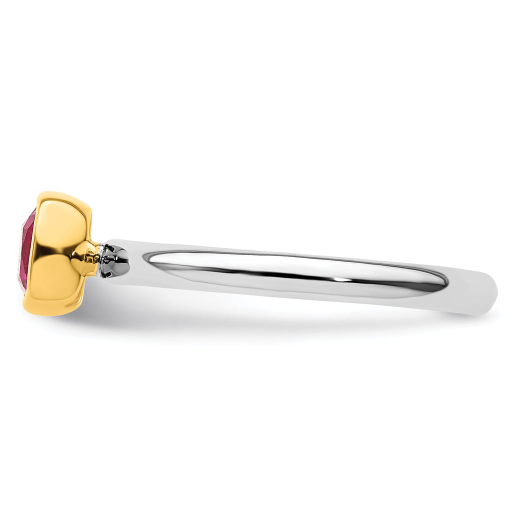 Sterling Silver Stackable Expressions w/Gold-plated Cr. Ruby Ring