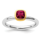 Sterling Silver Stackable Expressions w/Gold-plated Cr. Ruby Ring